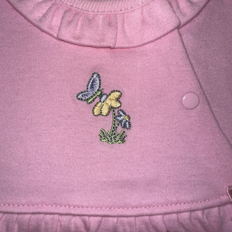 Conjunto de Vestido de Bebé Carters Años 90 Bordado Rosa Conejito Erizo 6-9 Meses De Colección Foto 2 de 4