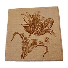 Tulip Honey Bee Anna Griffin All Night Media Wood Rubber Stamp 580J07 3.25x3.38"