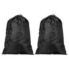 Clothes Drawstring Bag Containers, 2pcs 16.5" Height Double Drawstring Bags, Black