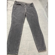 American Eagle Corduroy Pants Gray Y2K Stretch High Waist Size 12 Short skinny