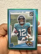 Travis Hunter 2025 Donruss Optic #201 Green Hyper Jacksonville Jaguars (RC)