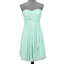 Davids Bridal Dress Womens 4 Mint Green Off Shoulder Lined Zip Bridesmaid Prom