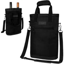 Insulated Wine Carrier Tote Bag Two 2 Bottle Padded Cooler Bag Travel Protection