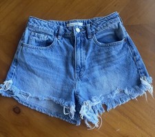 PacSun Size 26 Distressed Frayed Denim Jean Shorts Blue Cutoff
