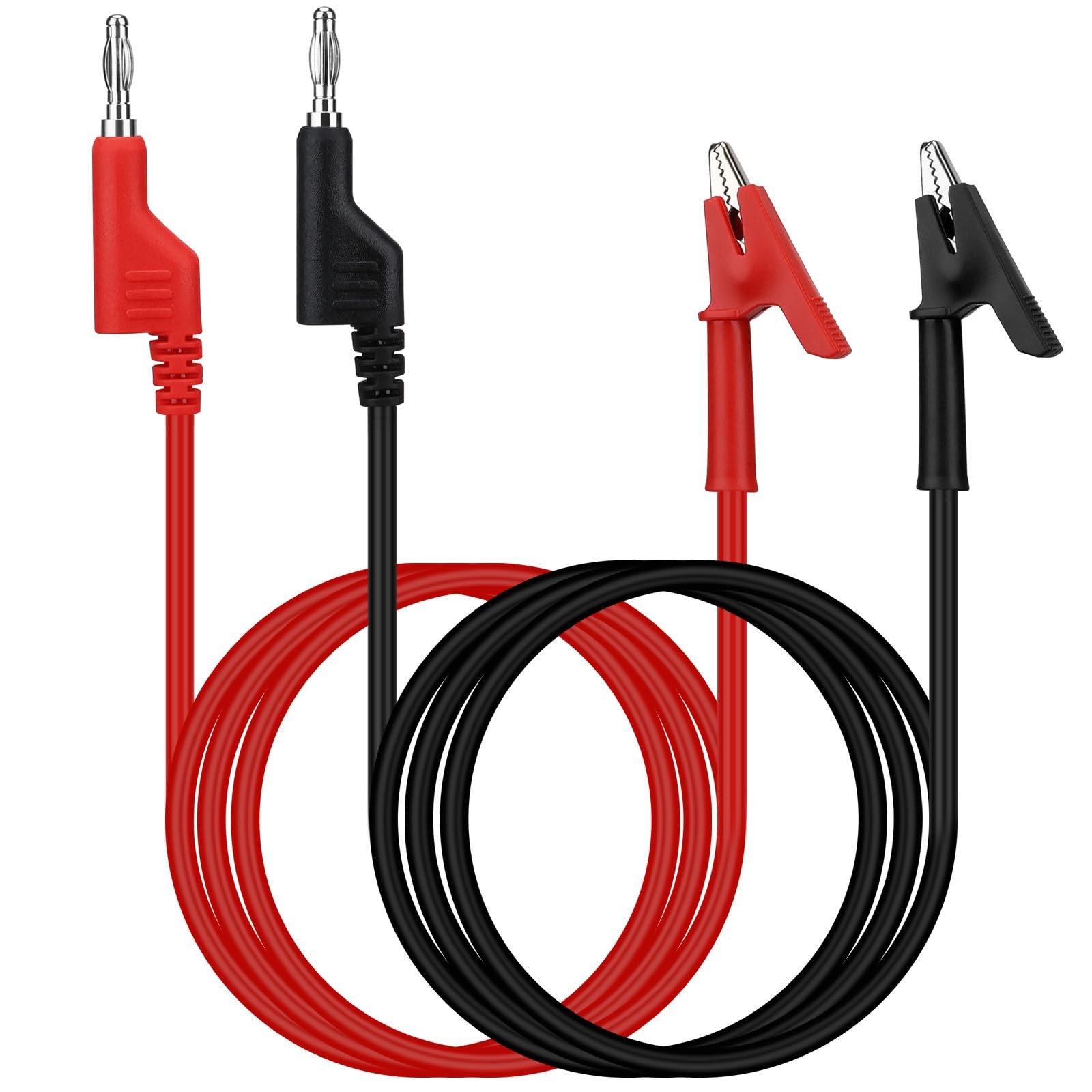 SWANLAKE 2-Piece Banana Plug to Alligator Clip Test Leads, 1000V 15A 3.5ft/1M