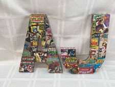 3D Marvel Comic Collage Deko Buchstaben "A" & "J" Superheld Retro Kunst