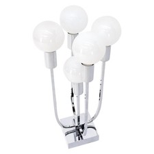 Chrome  5 Milk Glass Globes Mid-Century Modern Table Lamp