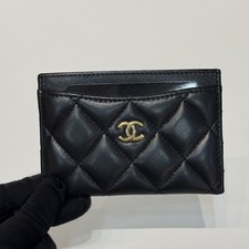 Chanel Classic Flap Card Holder Black Lambskin Leather With Gold-Tone Hardware