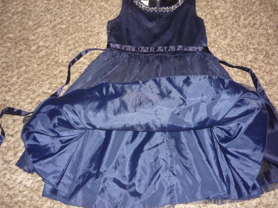 Vestido para niñas American Princes, malla azul marino brillante, fiesta vacaciones, talla 7 Foto 3 de 4