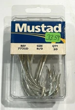 Mustad Big Game Hook 7731D 8/0 , 10 PACK FREE SHIPPING