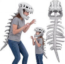 Dinosaur Skeleton Plush Costume Set, Soft 3D Spinosaurus Skull Headpiece with Sp