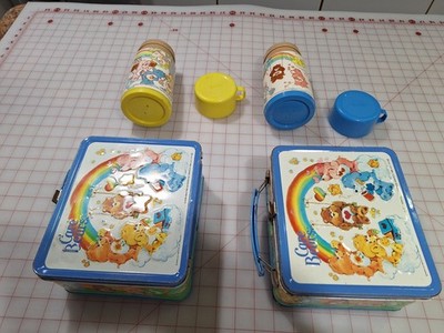 Vintage Aladdin Care Bear Lunch boxes with matching Thermoses (Two sets)