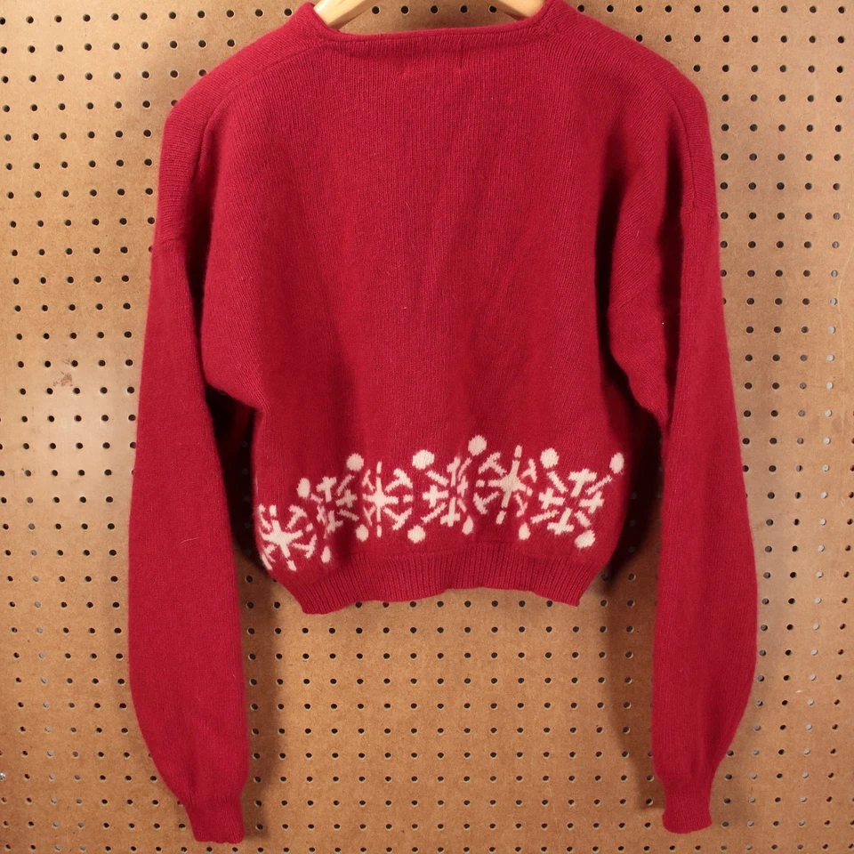 De colección CHRISTIAN DIOR Lana de Cordero Angora Copo de Nieve Vacaciones Navidad Cárdigan GRANDE Foto 4 de 4