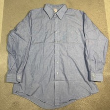 Vintage Brooks Brothers Oxford Shirt Mens 17-3 Blue USA Made Micro Check OCBD