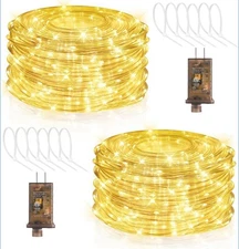 Hezbjiti 2 Pack LED Rope Lights Waterproof Rope Light 197FT 600 LED 