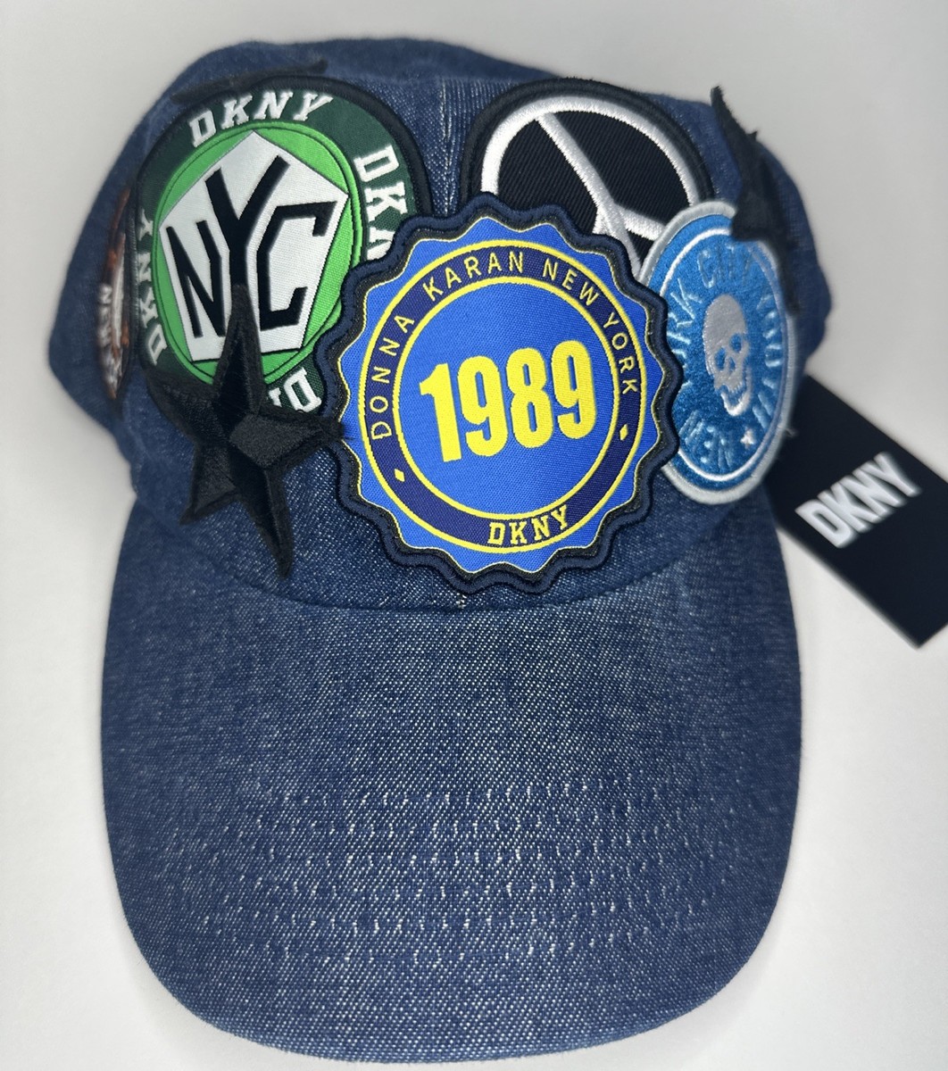 DKNY Donna Karan Denim Patches New York Star 1989 Peace Strapback
