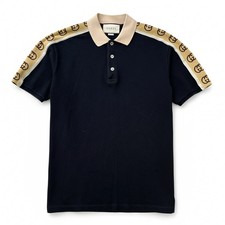 Gucci Men's GG Tape Logo Polo Shirt Black M