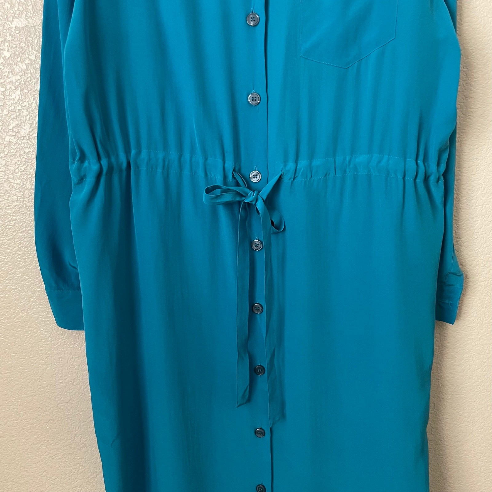 Vintage Diane Von Furstenberg Dress Womens Large Blue Silk Minimalist Lagenlook