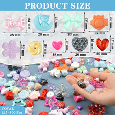 245-300Pcs Assorted Acrylic Beads for Bracelets Making Cute Star Bow Flower C...