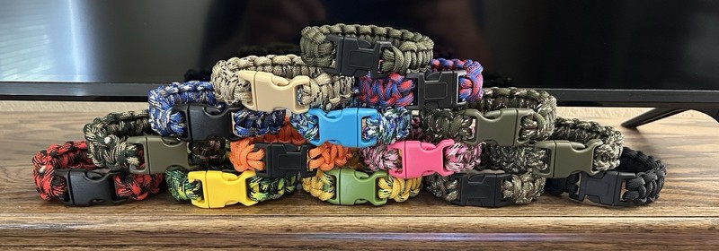 BLOWOUT (6 Pack) 550 Tactical EDC Cobra Paracord Survival Bracelets 8” W Buckle