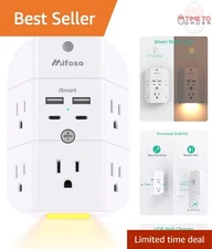 Surge Protector Outlet Extender with Night Light 5 Outlets 4 USB Ports Home