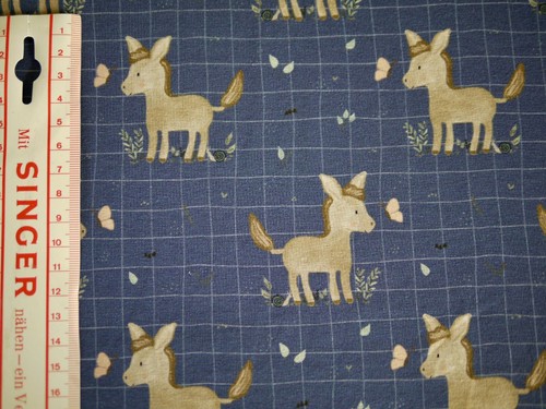 Stoffpaket Jersey kleiner Esel 2 x 25x140 cm Kinderstoff mit uni beige Bio-Baumw - Bild 6 von 6