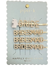 Bride  Bridesmaid Hair Clip Hairpin Set 4 Pearl Gold Wedding Bobby Pins