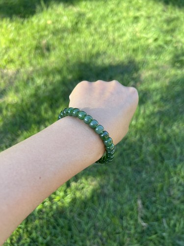 Echtes Nephrit Jade 8 x 6 mm Perlenarmband A924 1 - Bild 12 von 14