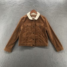 Mudd Juniors Sherpa Corduroy Jacket Womens Xl Brown Long Sleeve Button Up Casual
