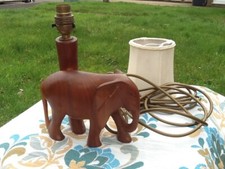 Vintage Carved Wood Elephant Lamp (Tusks Removed) Retro MCM