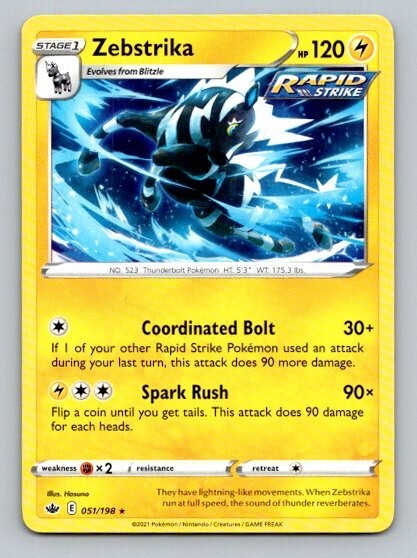 2021 Pokemon Card Chilling Reign Zebstrika 51/198