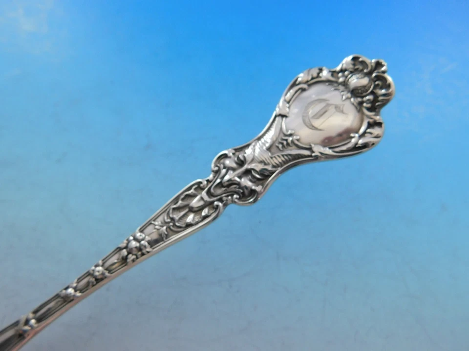 Cuchara de bayas de plata esterlina lavada en oro de 8 1/2" de Nuremberg por Alvin servidor de colección Foto 2 de 4