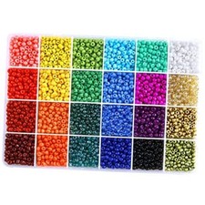 Glass Seed Beads for Bracelet Making Kit, 24 Colors 6/0 4mm Small Pony Beads