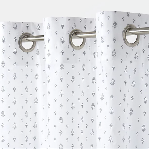 Pair Galene White Grey Floral country Net Eyelet Voile curtains(W)140cm (L)260cm - Picture 3 of 3