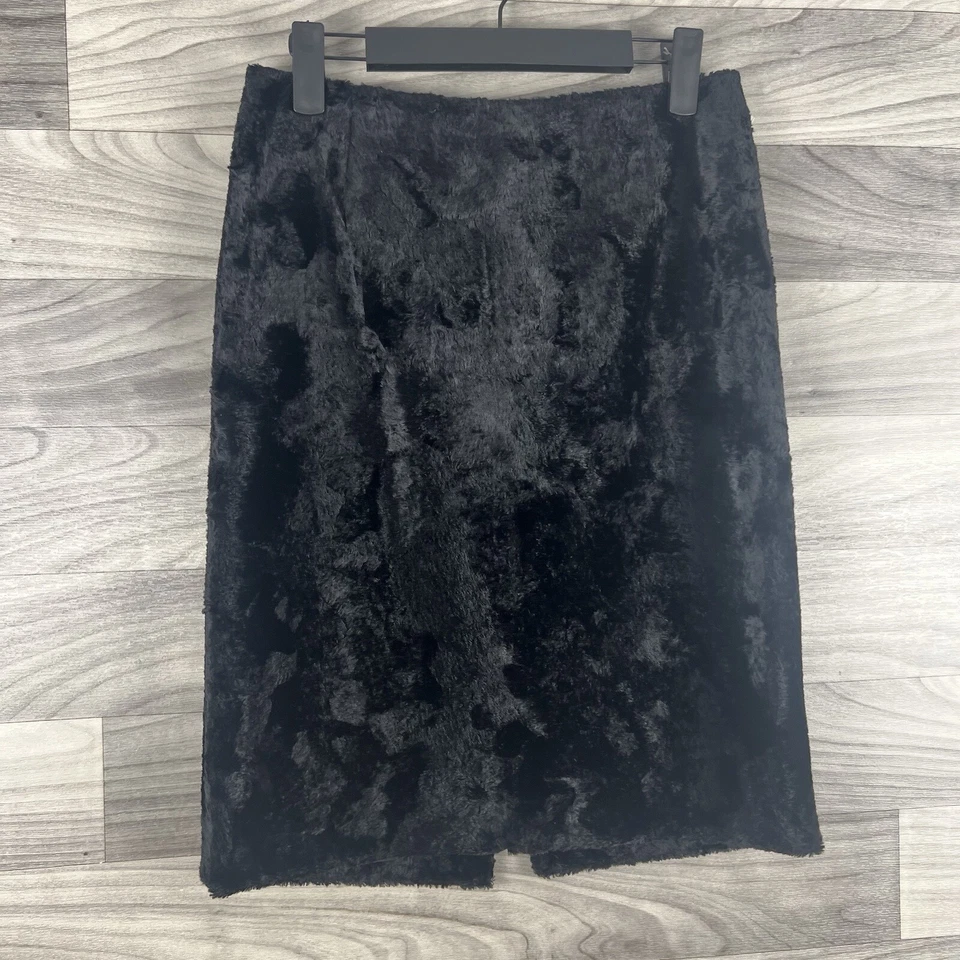 Falda Laundry by Shelli Segal para mujer 4 negra imitación piel boho festival difusa acogedora Foto 2 de 4