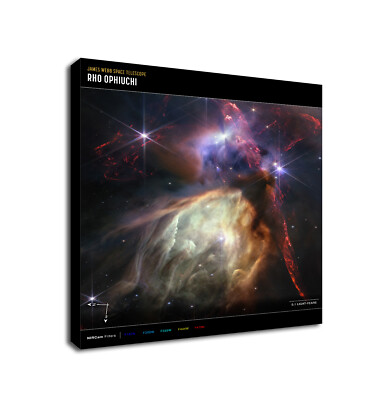 NASA - James Webb Telescope - Rho Ophiuchi - Gerahmter Wandbilddruck auf Leinwand