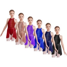 Girls Leotard Roller Dancewear Jazz Latin Dress Figure Skating Tutu Skirt Gym