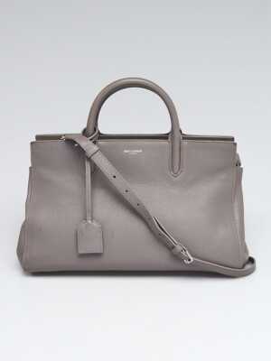 Yves Saint Laurent Grey Grained Leather Rive Gauche Cabas Small Tote Bag