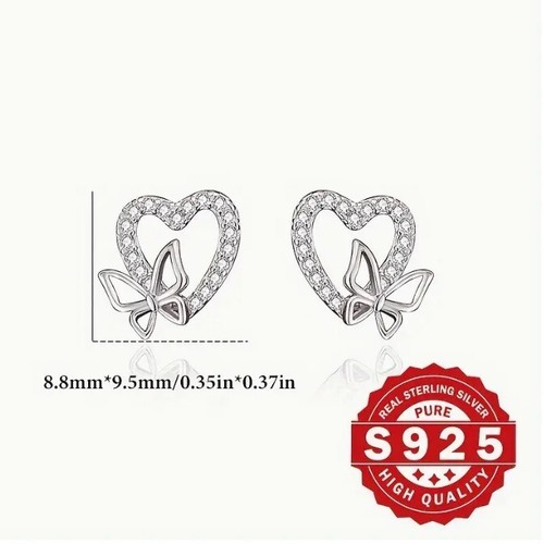 925 Sterling Silver Butterfly Studs - Picture 3 of 3