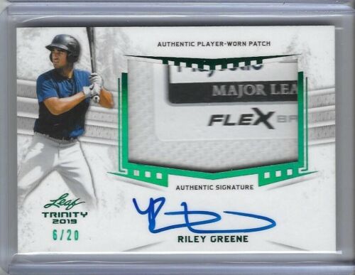 2019 Leaf Trinity RILEY GREENE Majestic Tag Patch Green Auto RC 6/20 Tigers