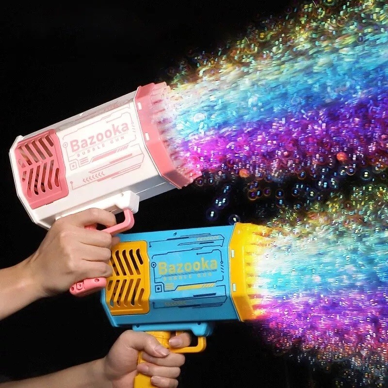 Bazooka Bubble Gun Automatic 69 Holes Soap Water Bubble Machine Toy ...