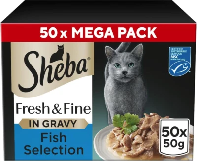 SHEBA Fresh & Fine Cat Pouches Fish Collection in Gravy 50X50G