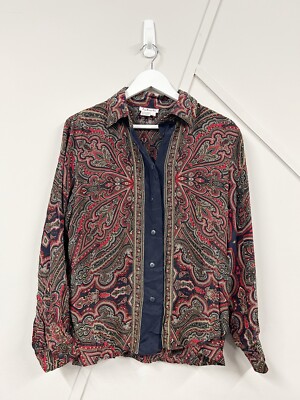 Vintage Talbots Top Damen Größe M/L (6) Paisley 90er Y2K 100% reine Seide Bluse