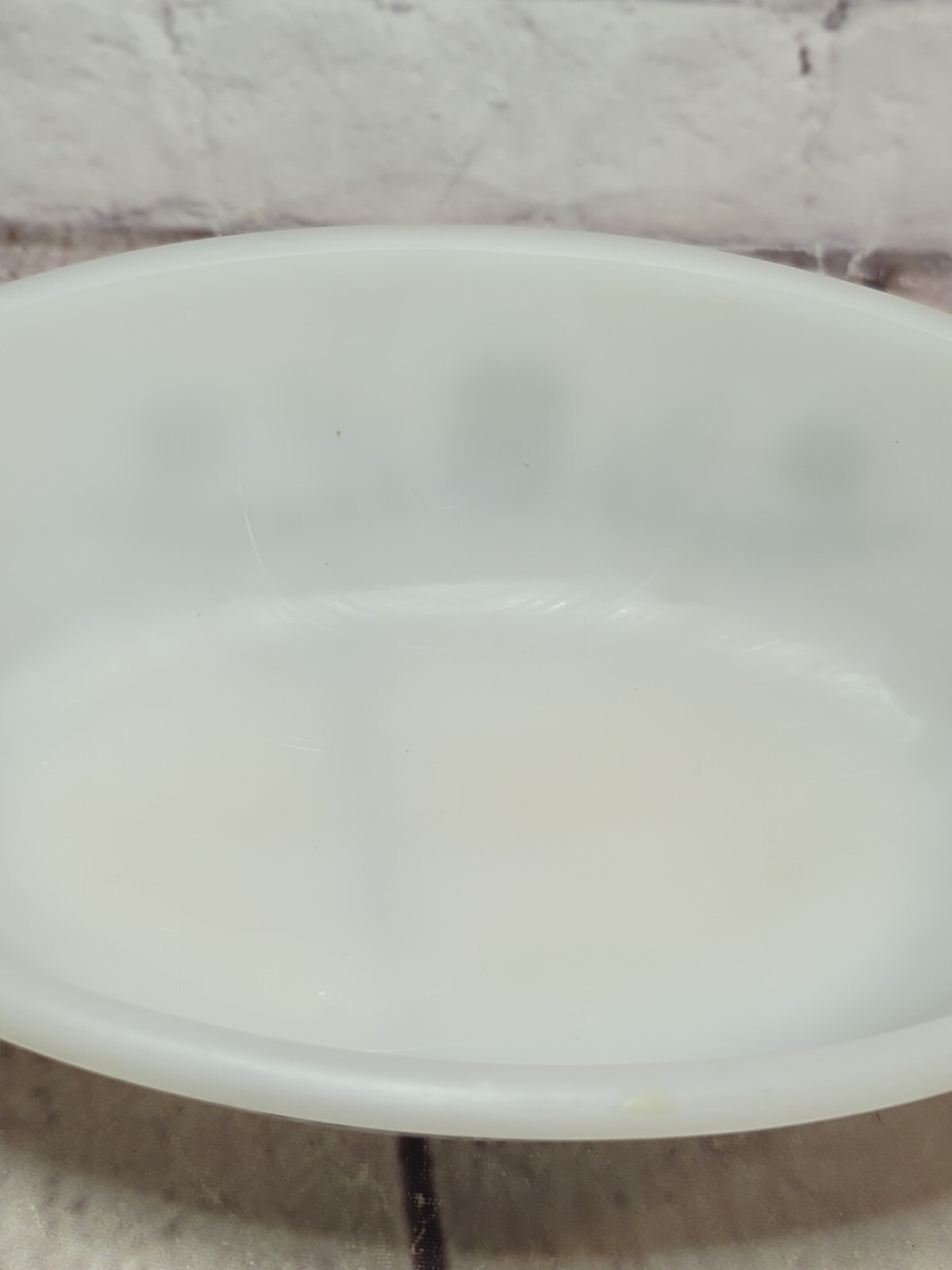 Vintage Glasbake J235 1 Qt. 10" Oval Green Daisy Milk Glass Casserole Dish 