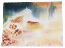 30" Watercolor Painting Carolynn Mann Art Abstract Landscape Summer Storm  #147