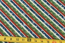 By 1/2 Yd, Red Green Blue Diagonal Christmas Striped Cotton, Wilmington, P6904