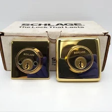 Schlage Deadbolt Double Cylinder Bright Brass 605 MUR B462N 2-3/4 BS NOS