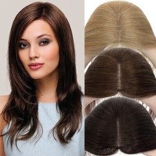 Free Part Clip in Top Lace REMY Human Hair Piece Topper Toupee Women Hairpiece