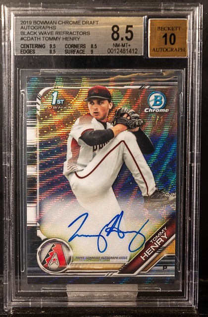 TOMMY HENRY 2019 Bowman Chrome Draft Black Wave Refractor RC Auto 1/1 BGS 8.5/10