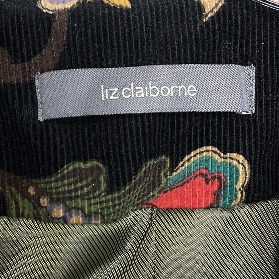 Chaqueta Blazer Liz Claiborne Mujer Negra Floral Lentejuelas Pana Talla 4 Foto 3 de 4